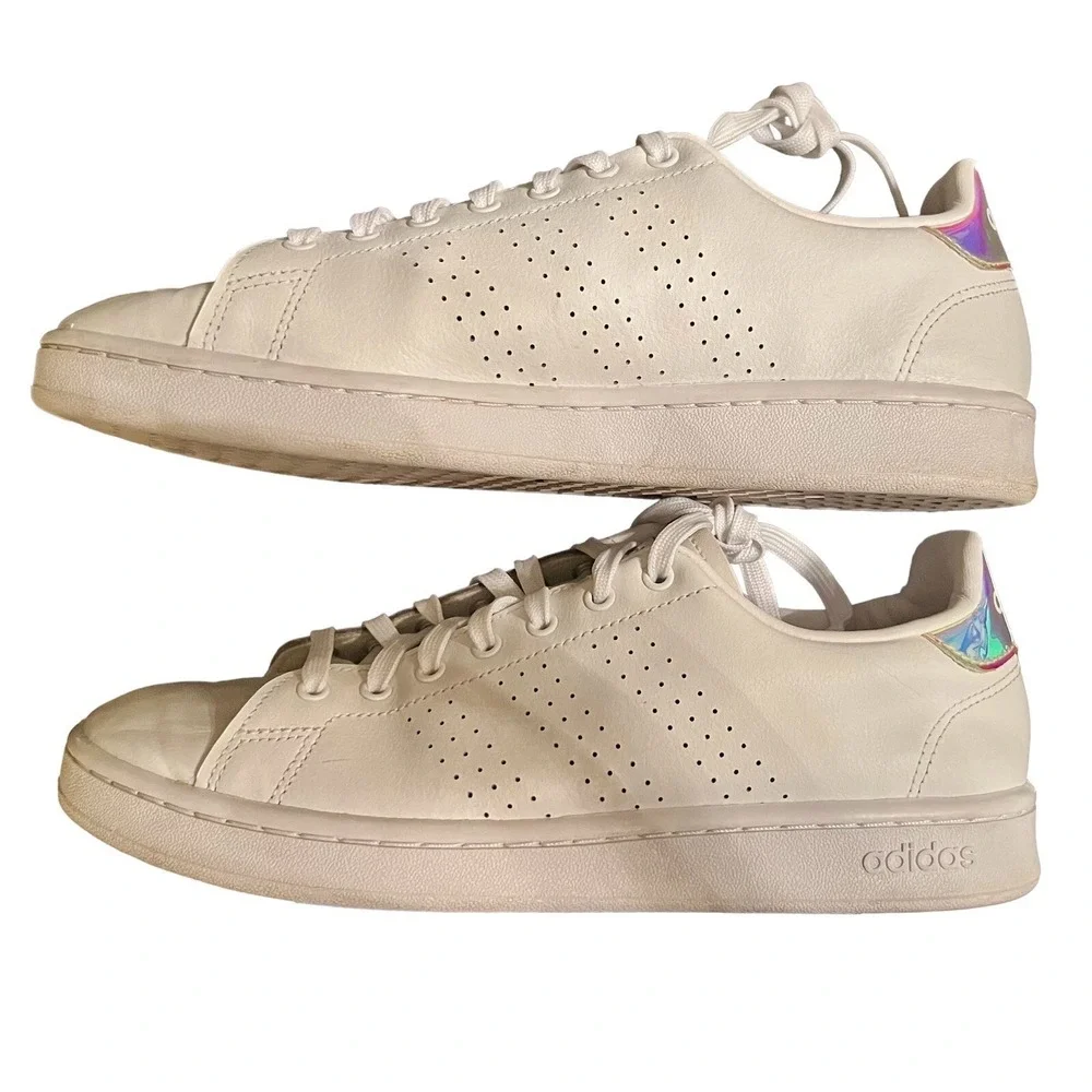 Adidas Cloudfoam Sneakers Shoes Womens Size 10 White Leather Lightweight Workout